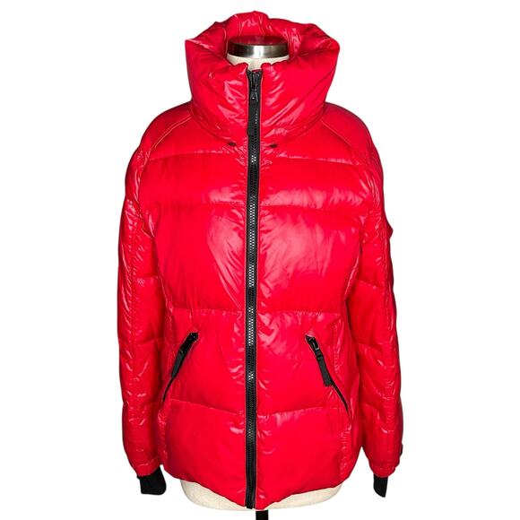 S13/NYC S 13 NYC Vibrant Bold Red Thick Down Puffer Jacket Women's Size XL FLAWS - Picture 1 of 9
